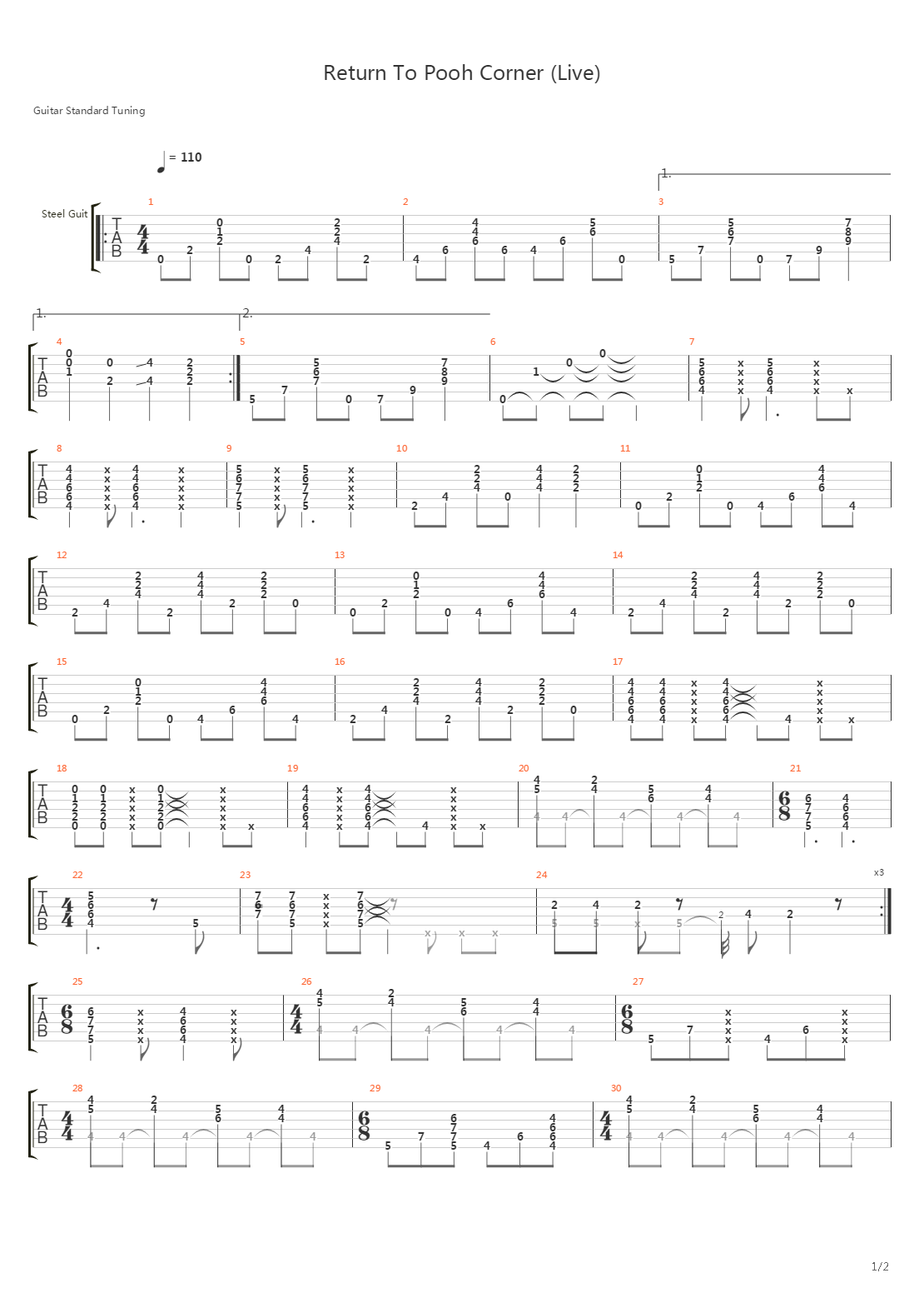 Return To Pooh Corner (Live)吉他谱
