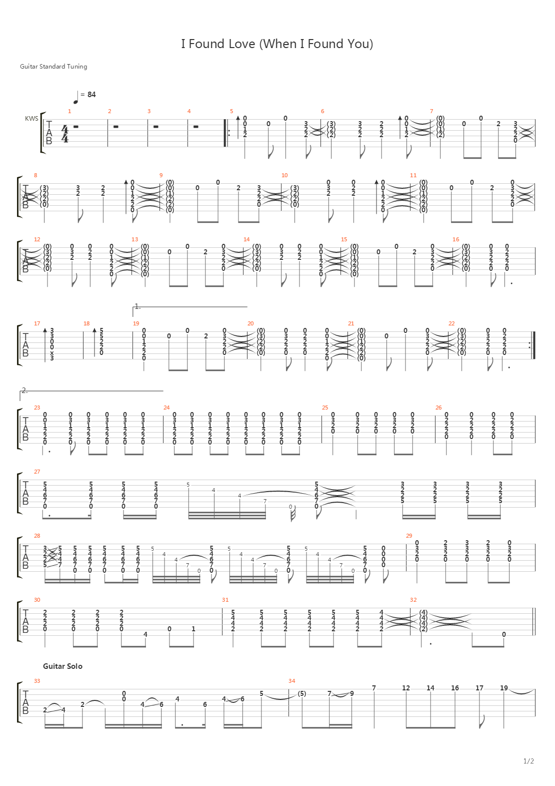 I Found Love (When I Found You)吉他谱