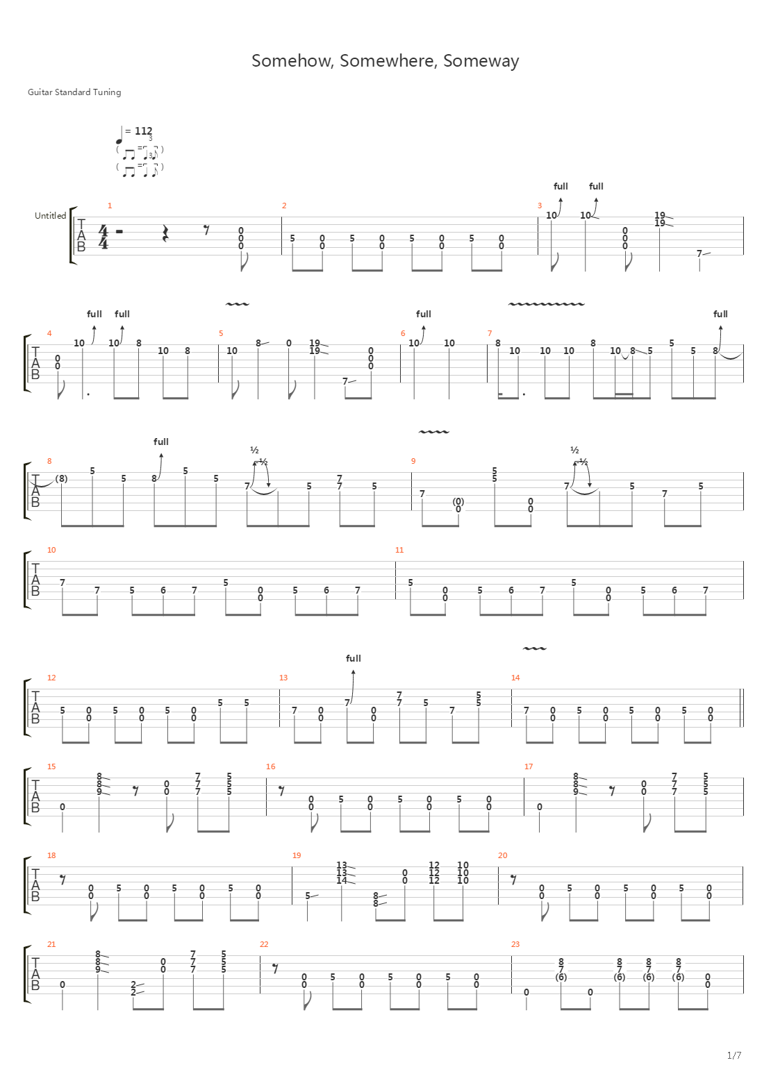 Somehow, Somewhere, Someway吉他谱