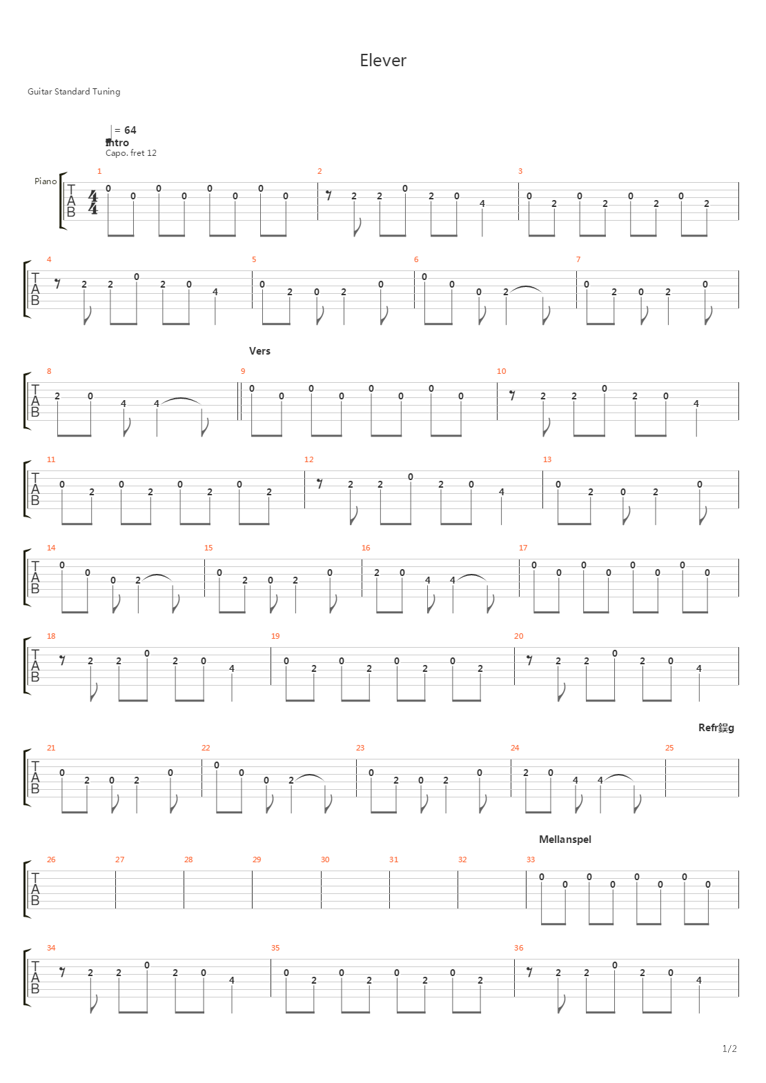 Elever吉他谱
