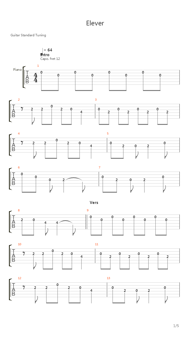 Elever吉他谱