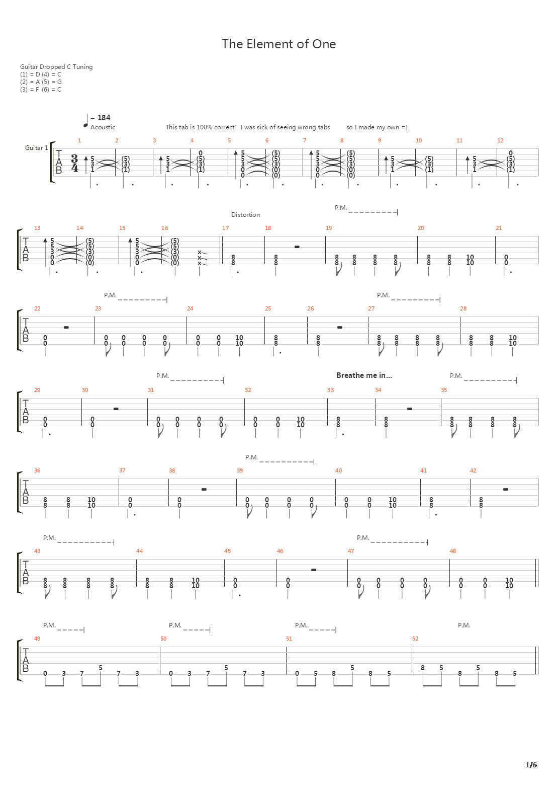 The Element Of One吉他谱