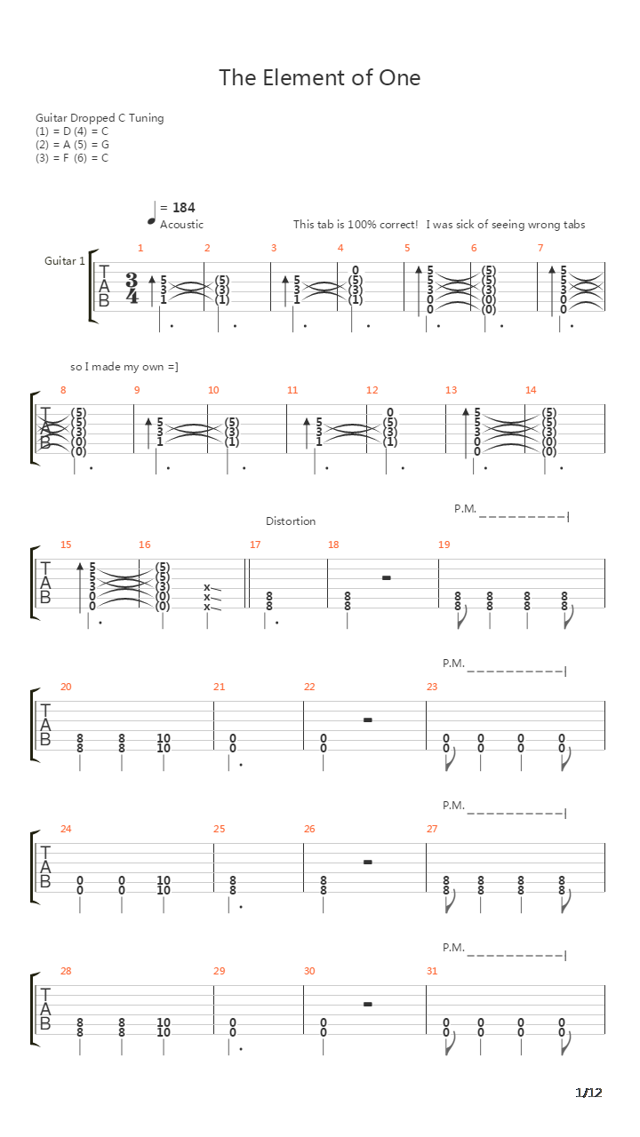The Element Of One吉他谱