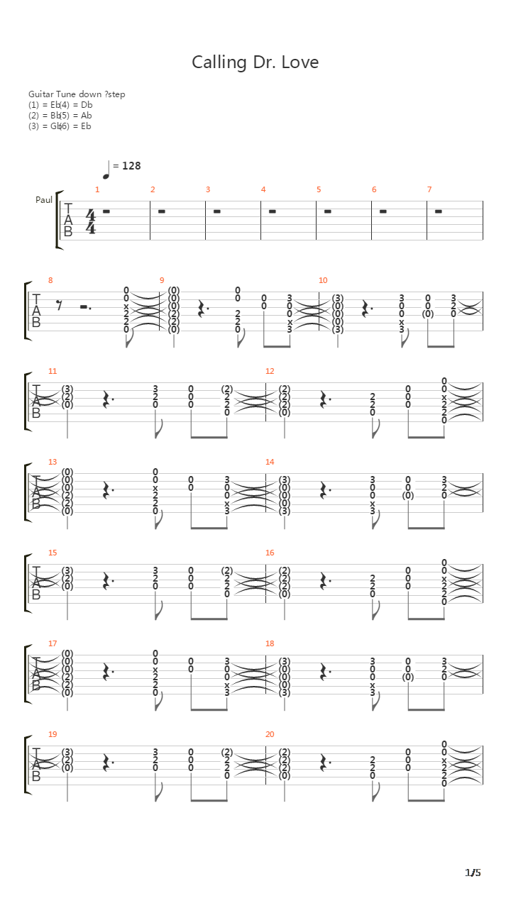 Calling Dr Love Alive Ll吉他谱