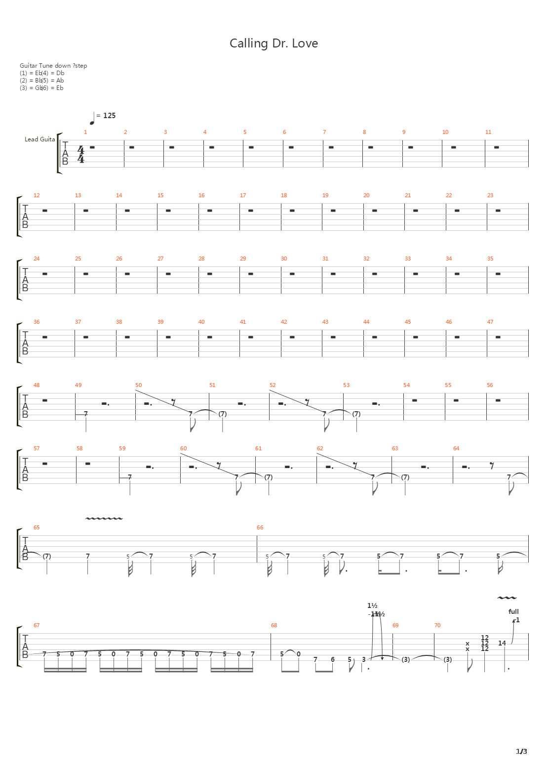 Calling Dr Love Alive吉他谱
