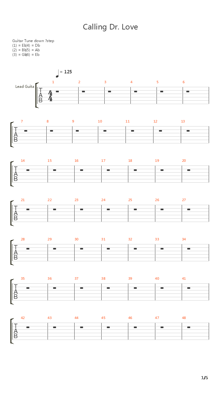 Calling Dr Love Alive吉他谱