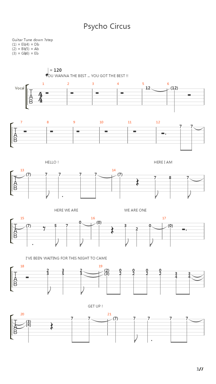 Psyco Circus吉他谱