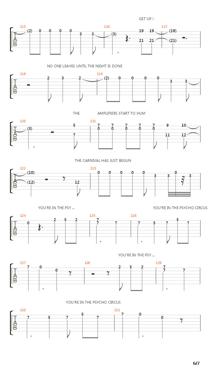 Psyco Circus吉他谱