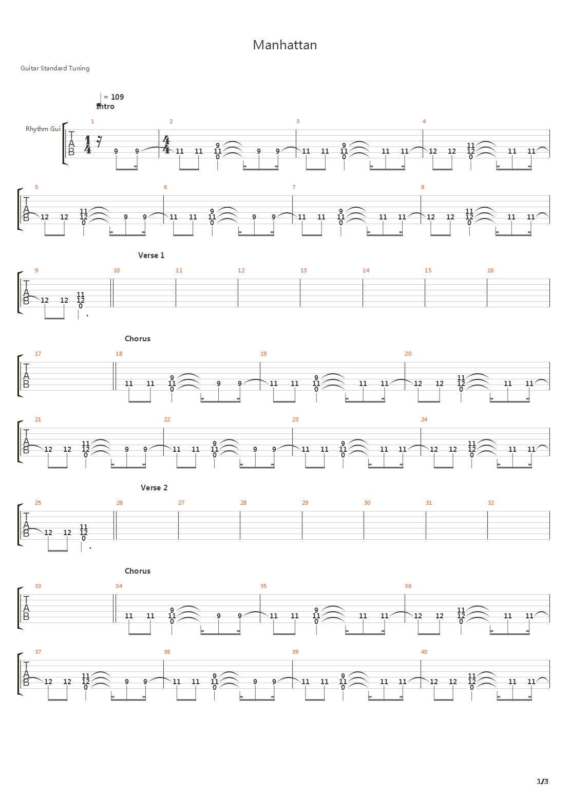 Manhattan吉他谱