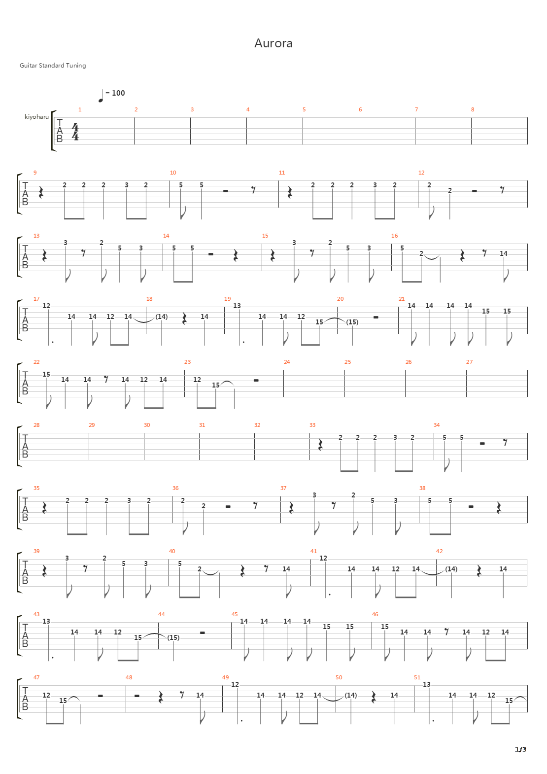 Aurora吉他谱