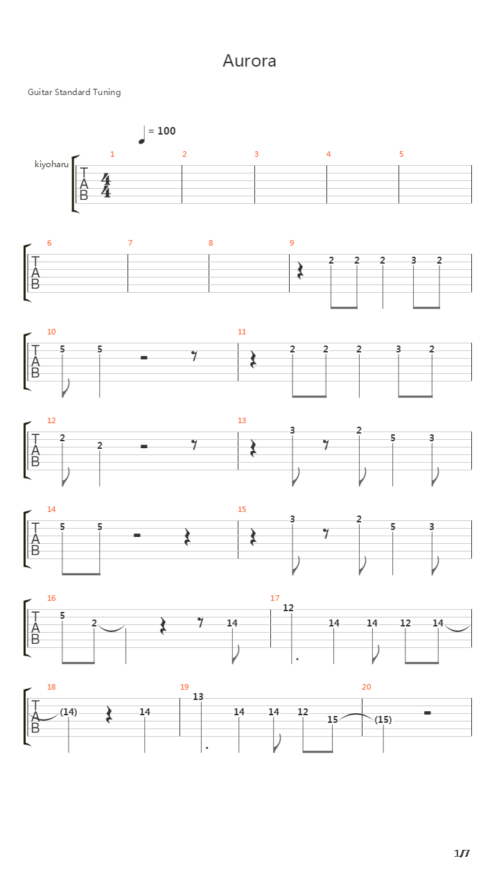 Aurora吉他谱