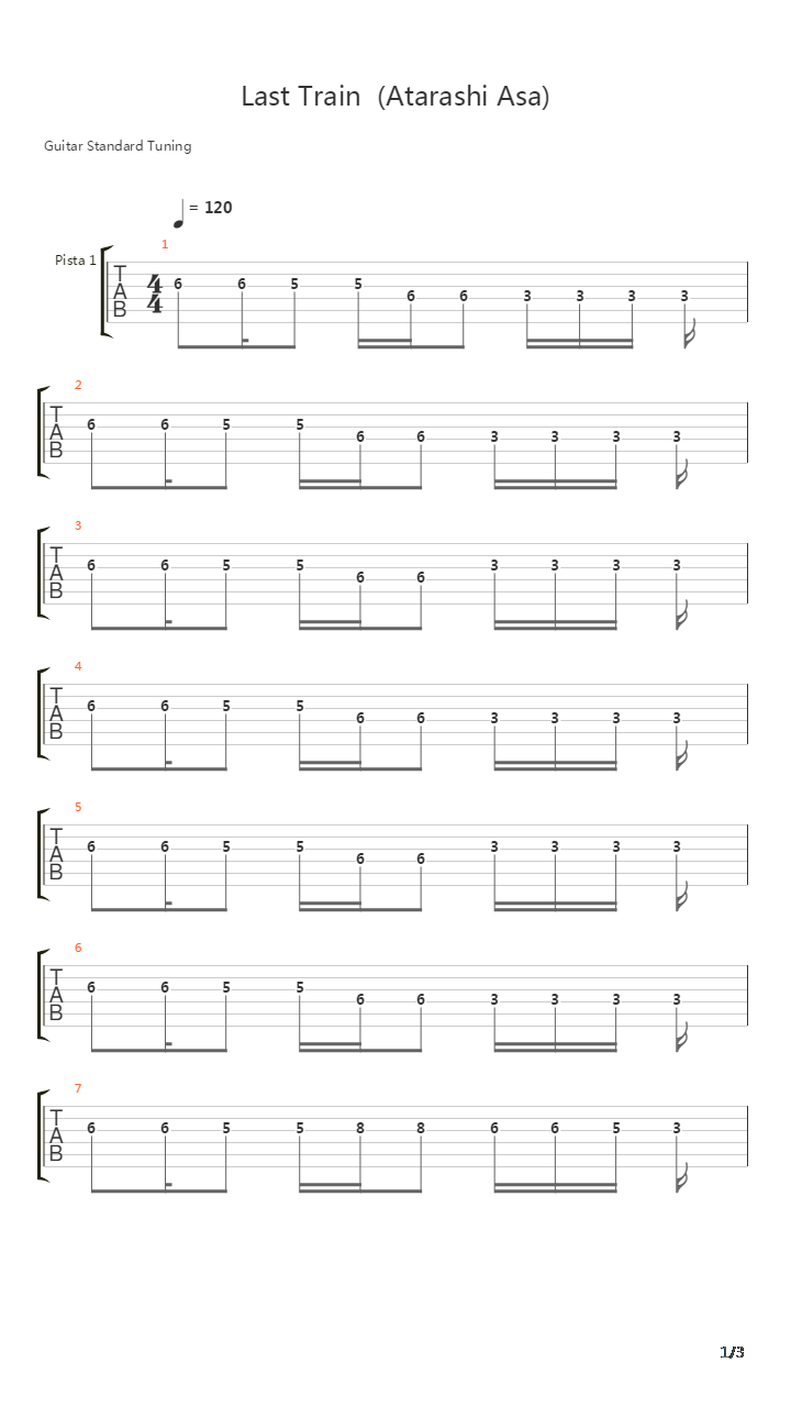Last Train Atarashi Asa吉他谱