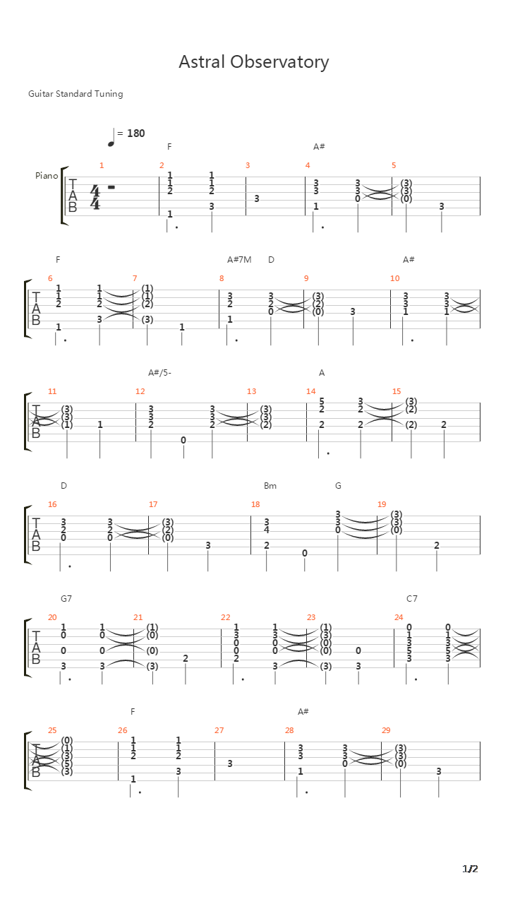 Astral Observatory吉他谱