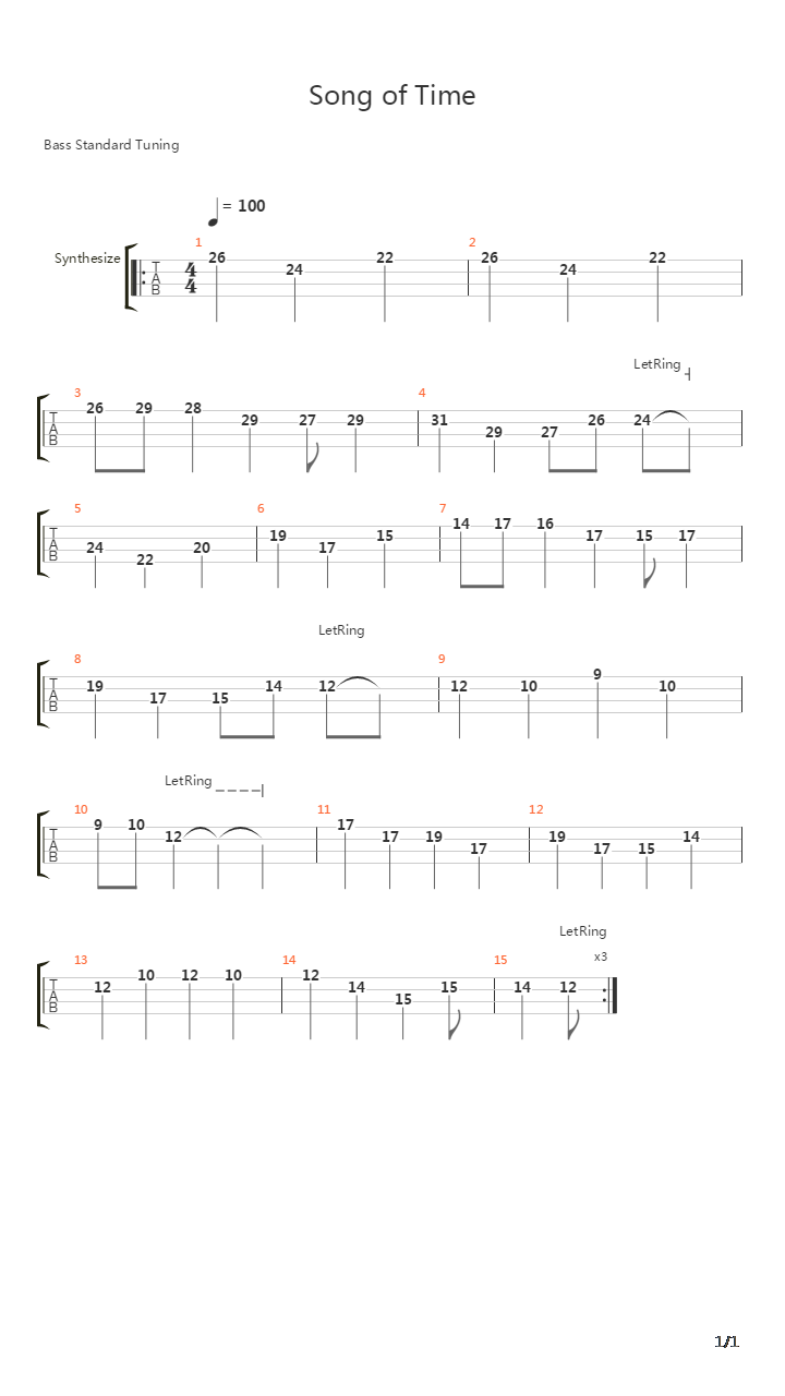 Song Of Time吉他谱