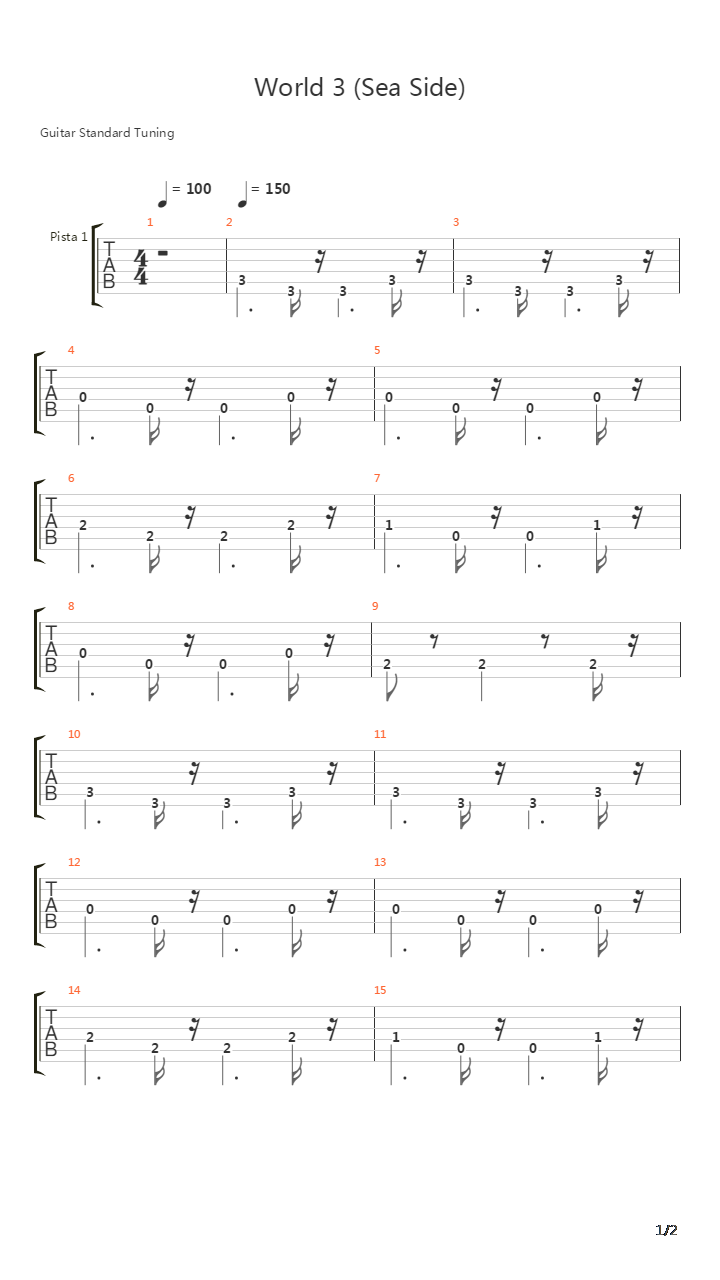 Super Mario Bros 3 (Sea Side)吉他谱