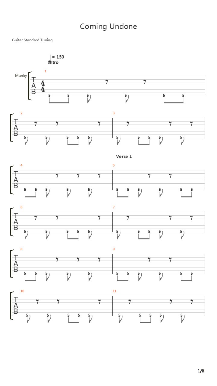 Coming Undone吉他谱
