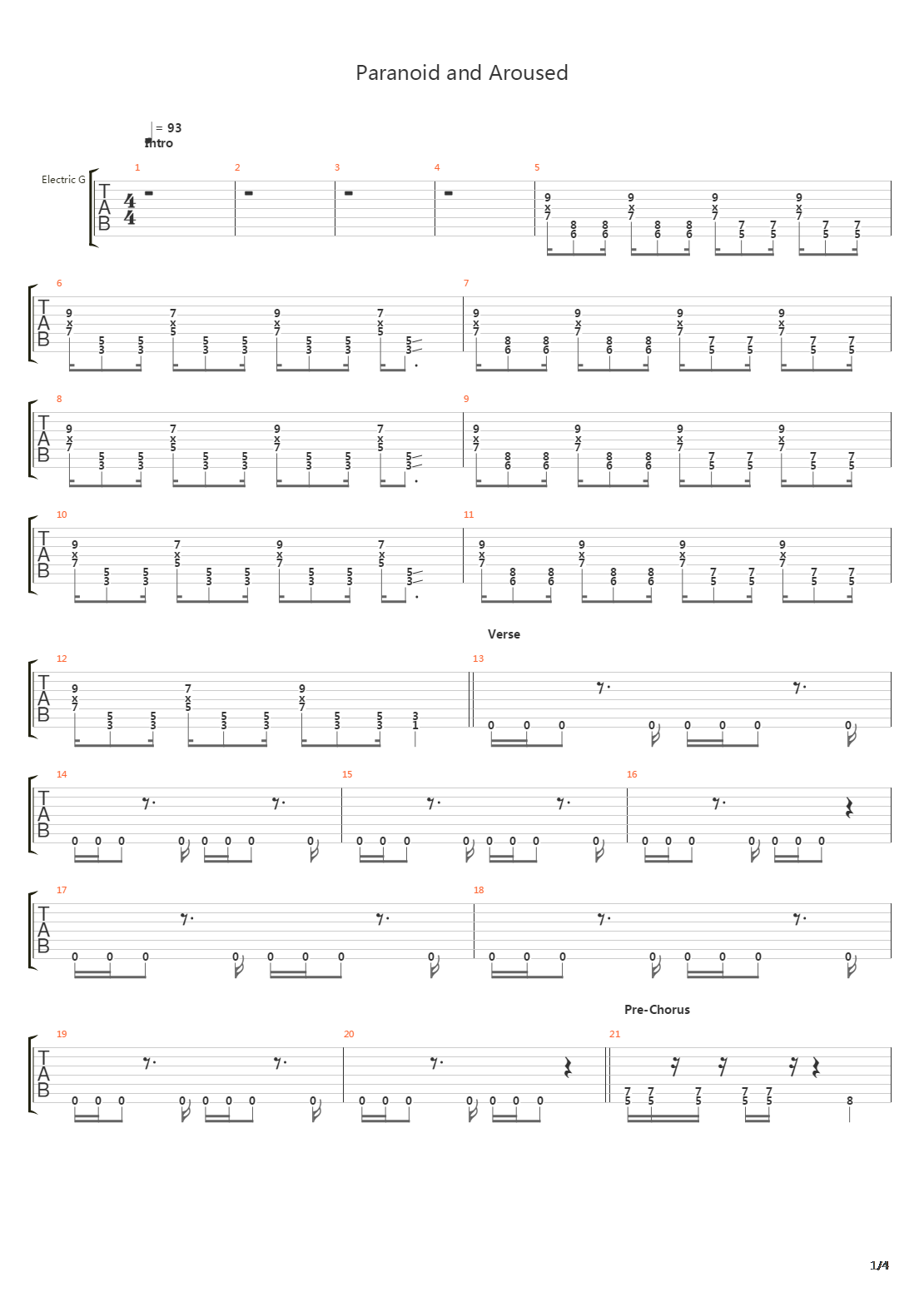 Paranoid And Aroused Ver 1吉他谱