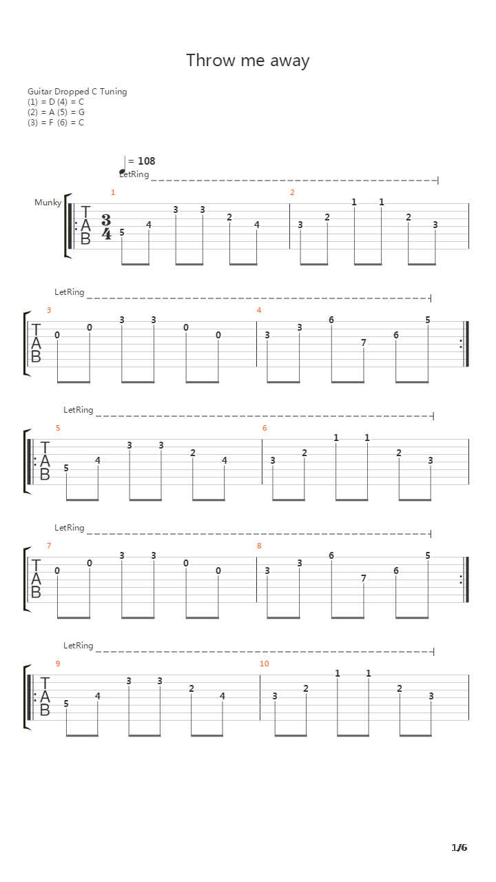 Throw Me Away Unplugged吉他谱