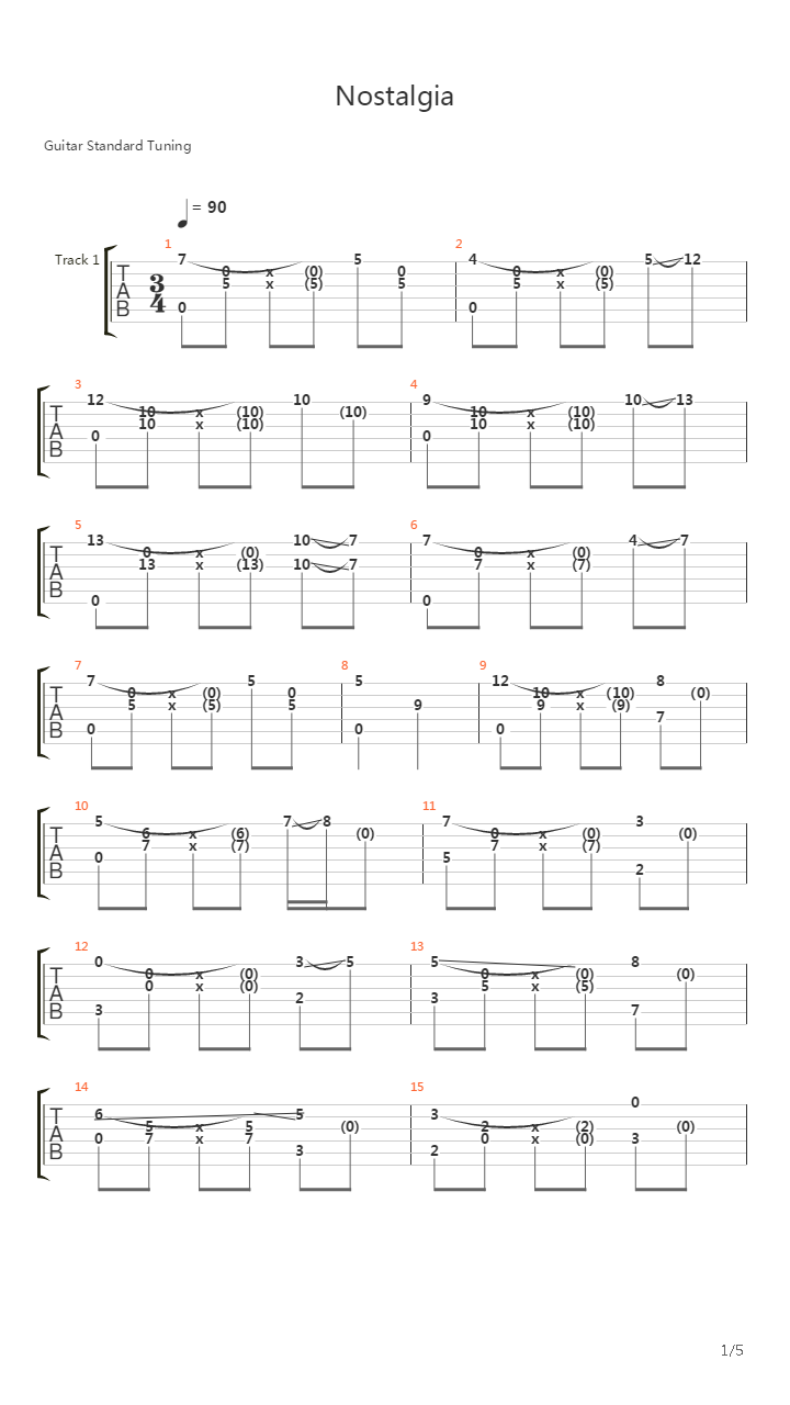 Nostalgia吉他谱