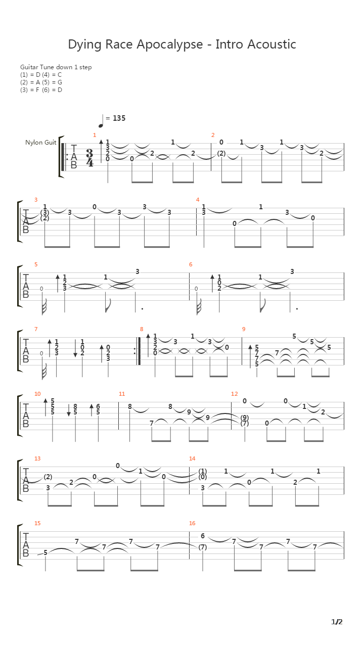 Dying Race Apocalypce - Intro Acoustic吉他谱