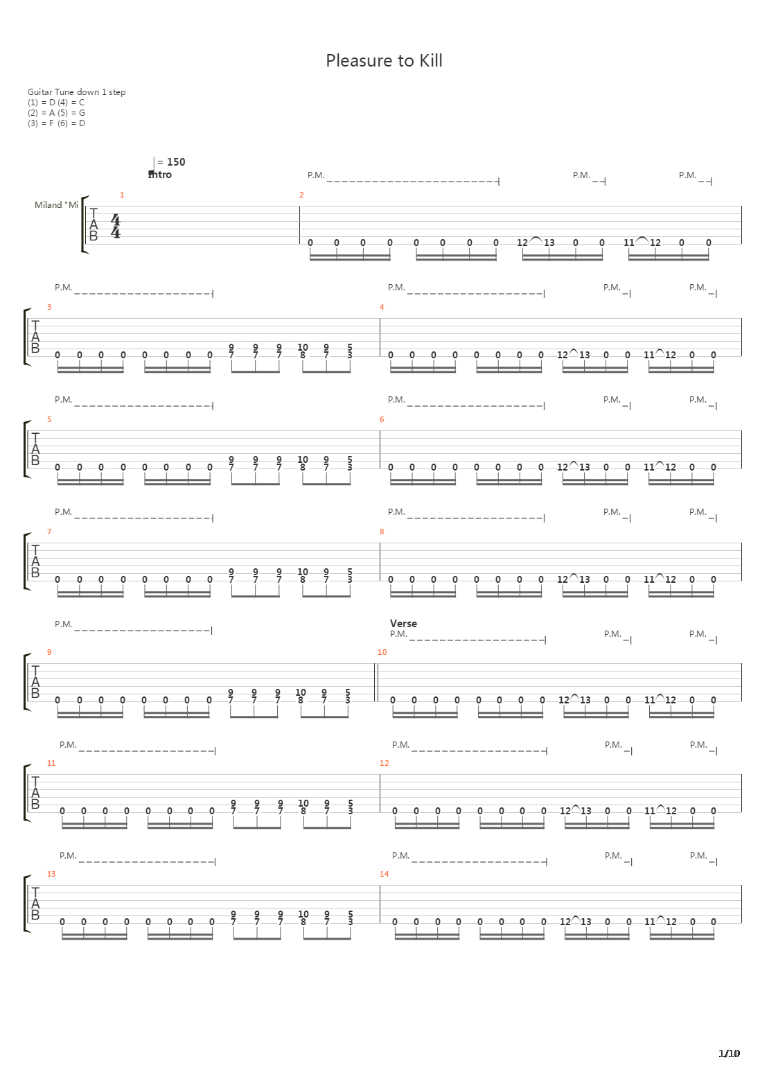 Pleasure To Kill吉他谱