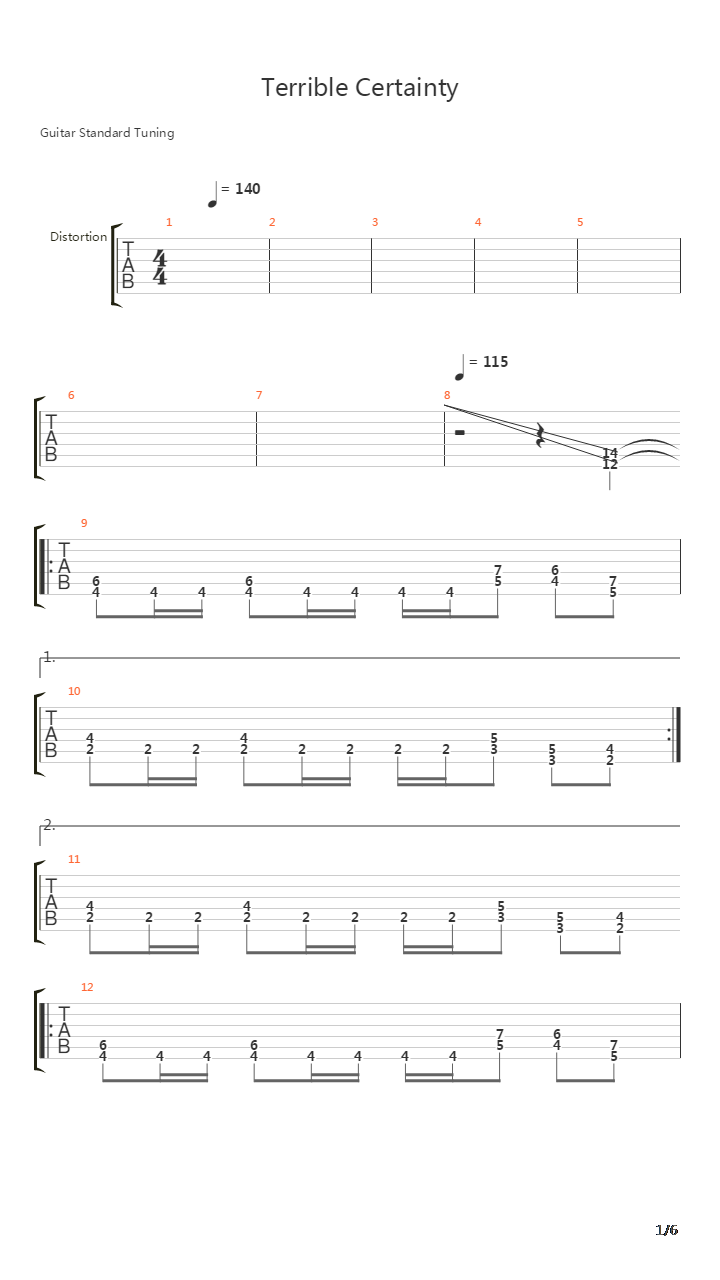 Terrible Certainty吉他谱