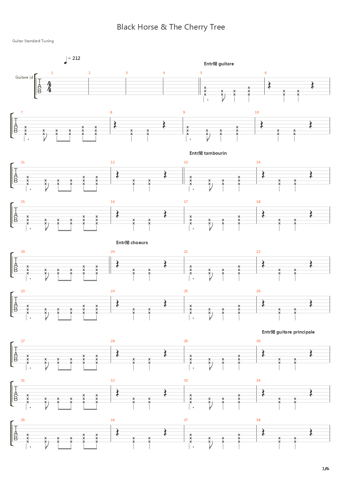 Black Horse & The Cherry Tree吉他谱