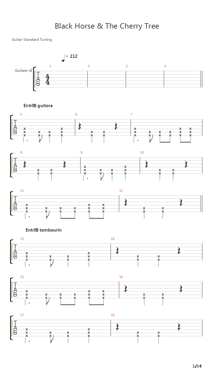Black Horse & The Cherry Tree吉他谱