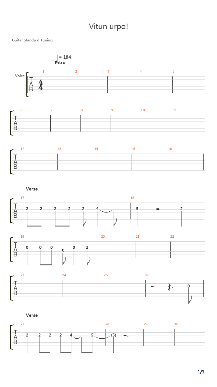 Vitun Urpo吉他谱