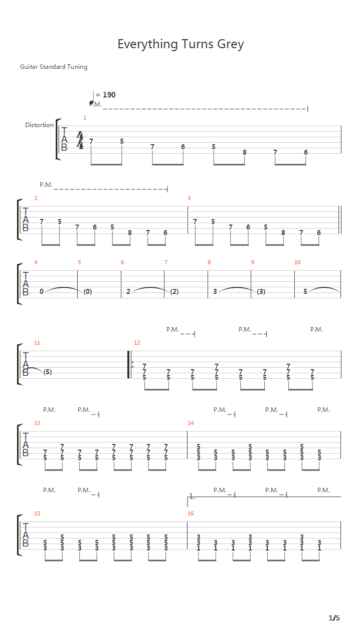 Everything Turns Grey (Agent Orange Cover)吉他谱