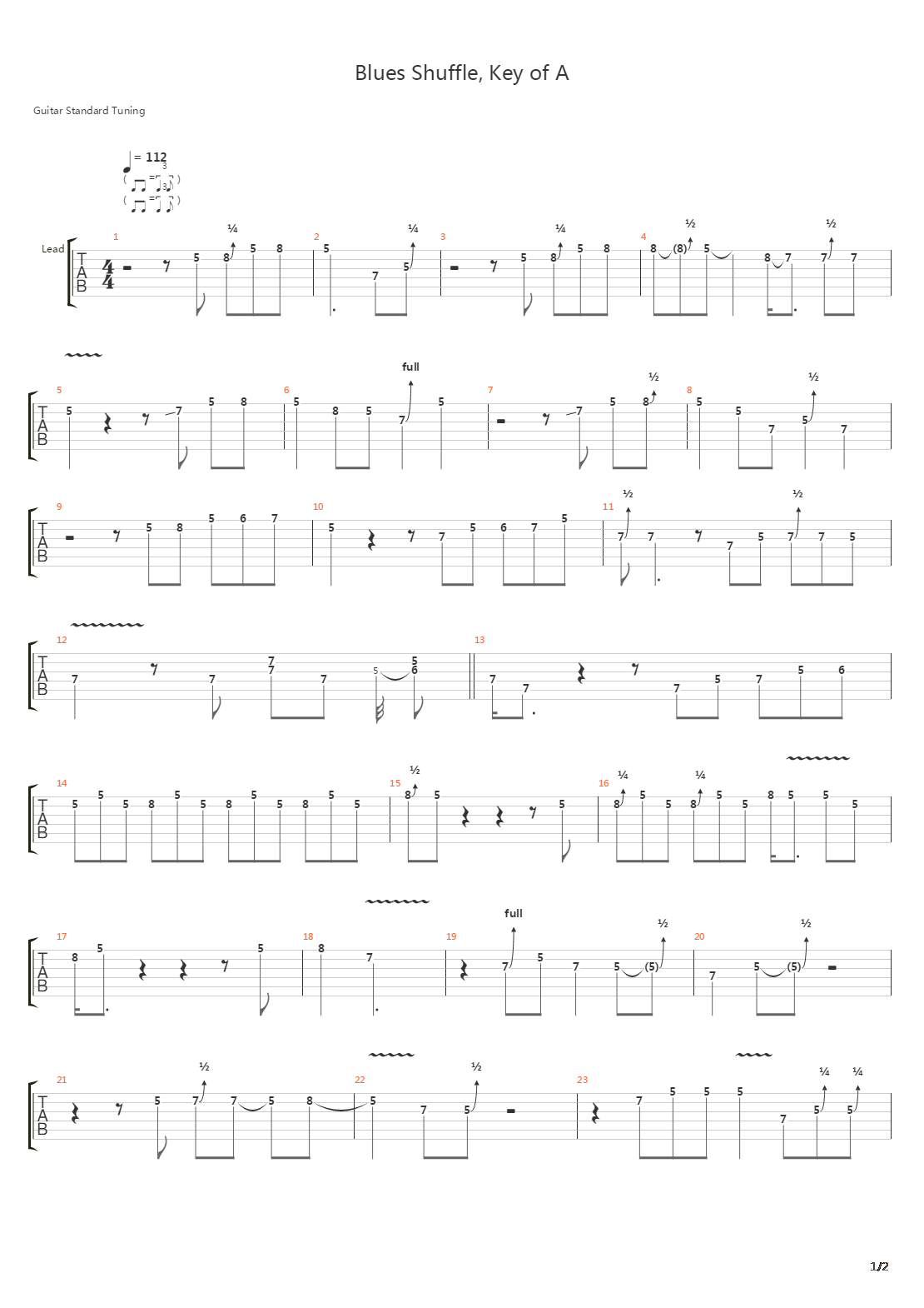 Blues Shuffle-Key Of A吉他谱