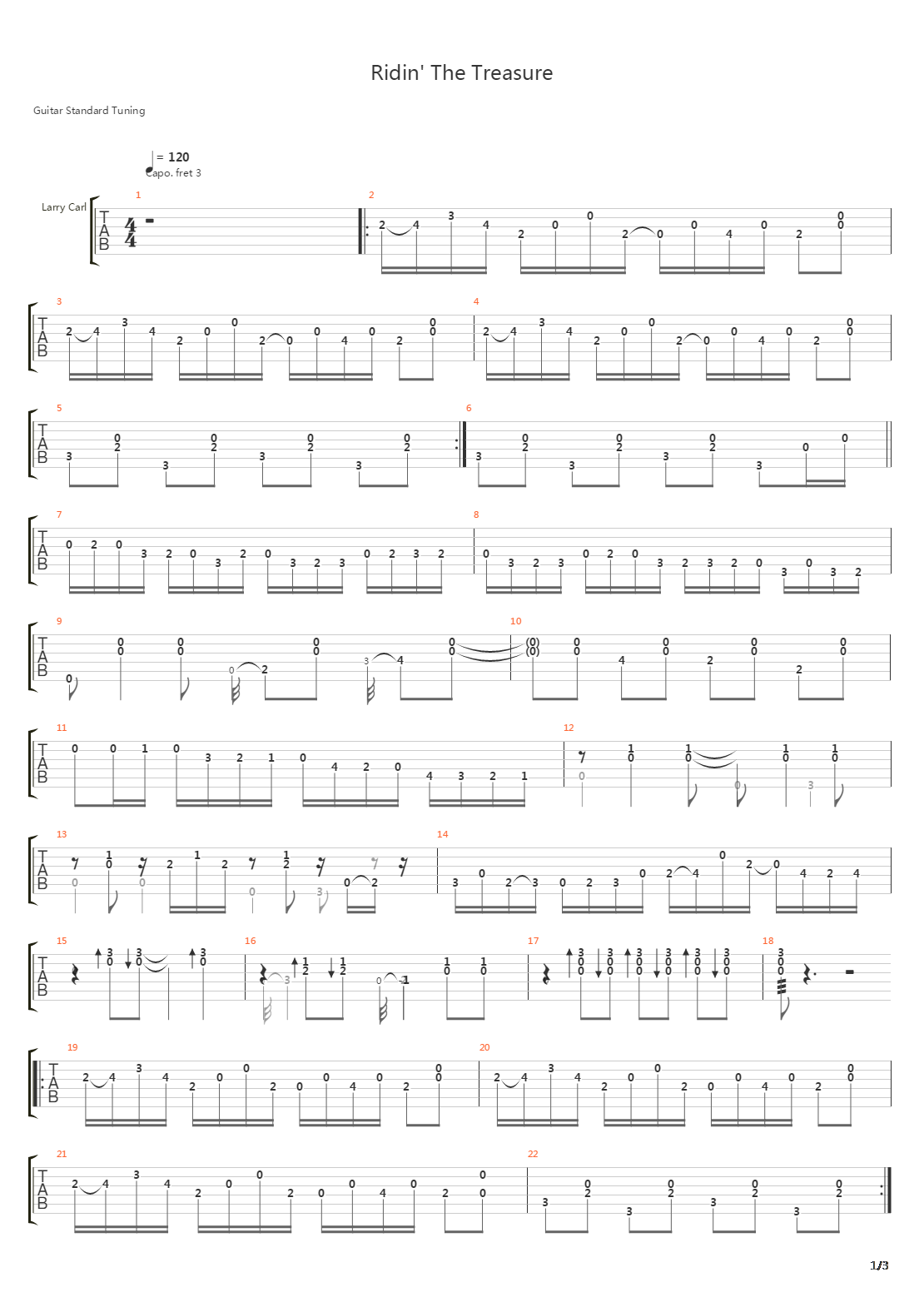 Ridin' The Treasure吉他谱