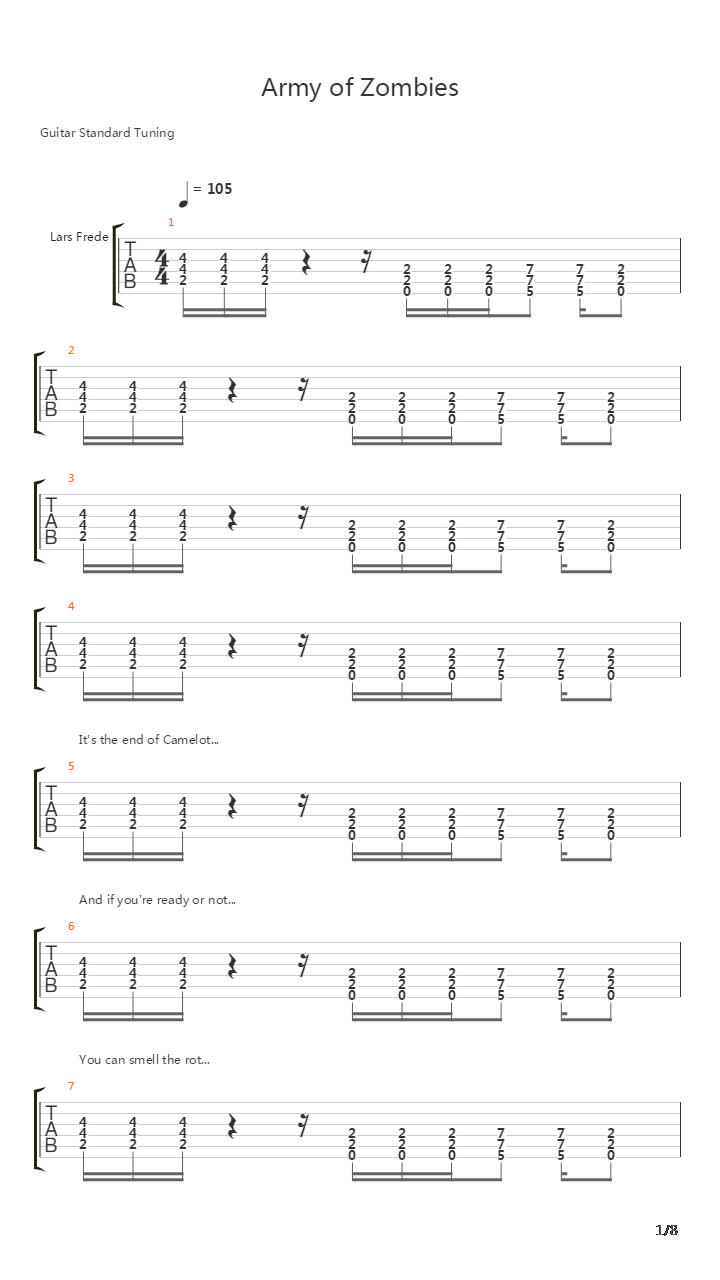 Army Of Zombies吉他谱