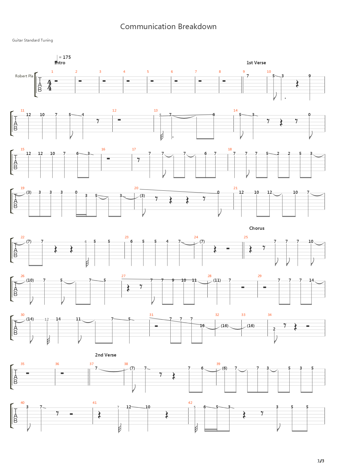 Communication Breakdown吉他谱