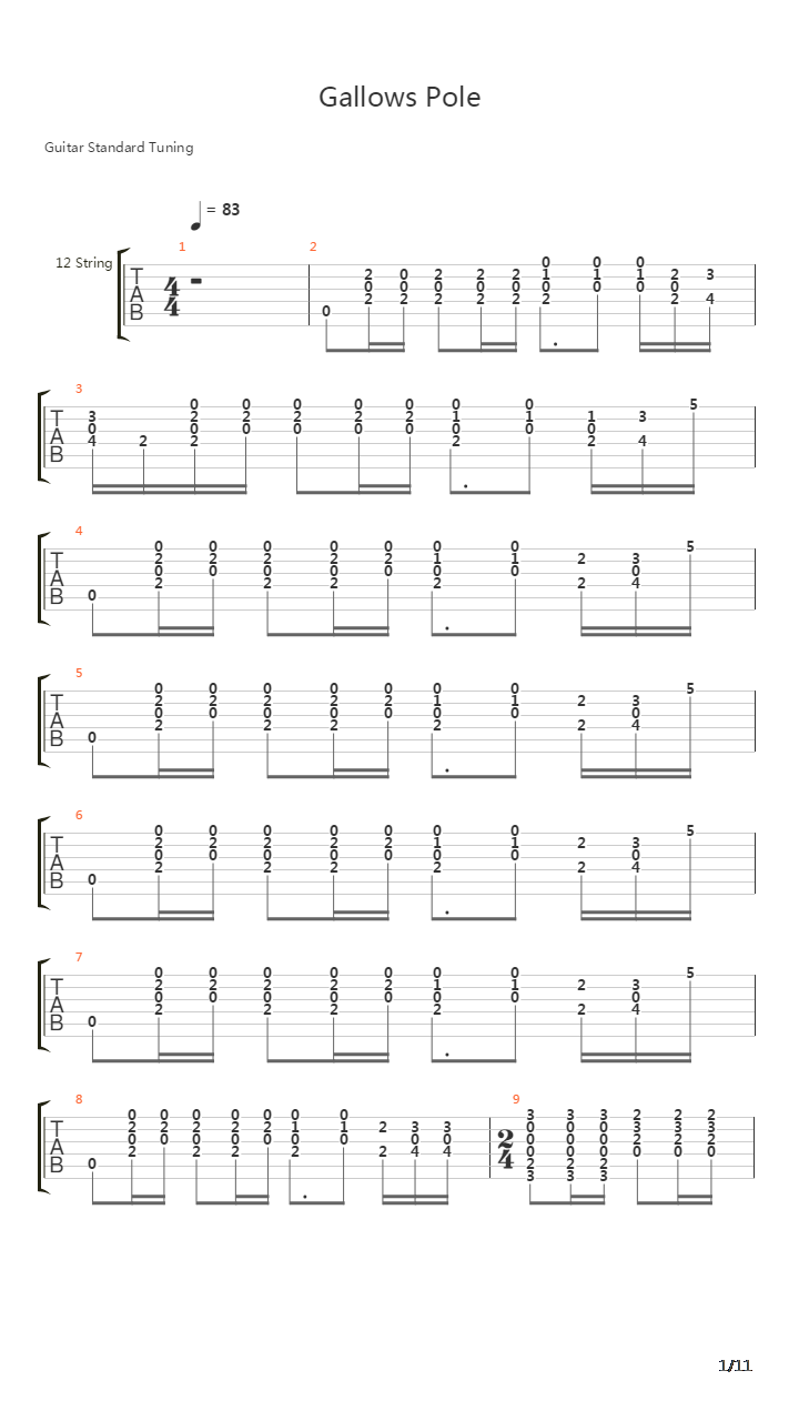 Gallows Pole吉他谱