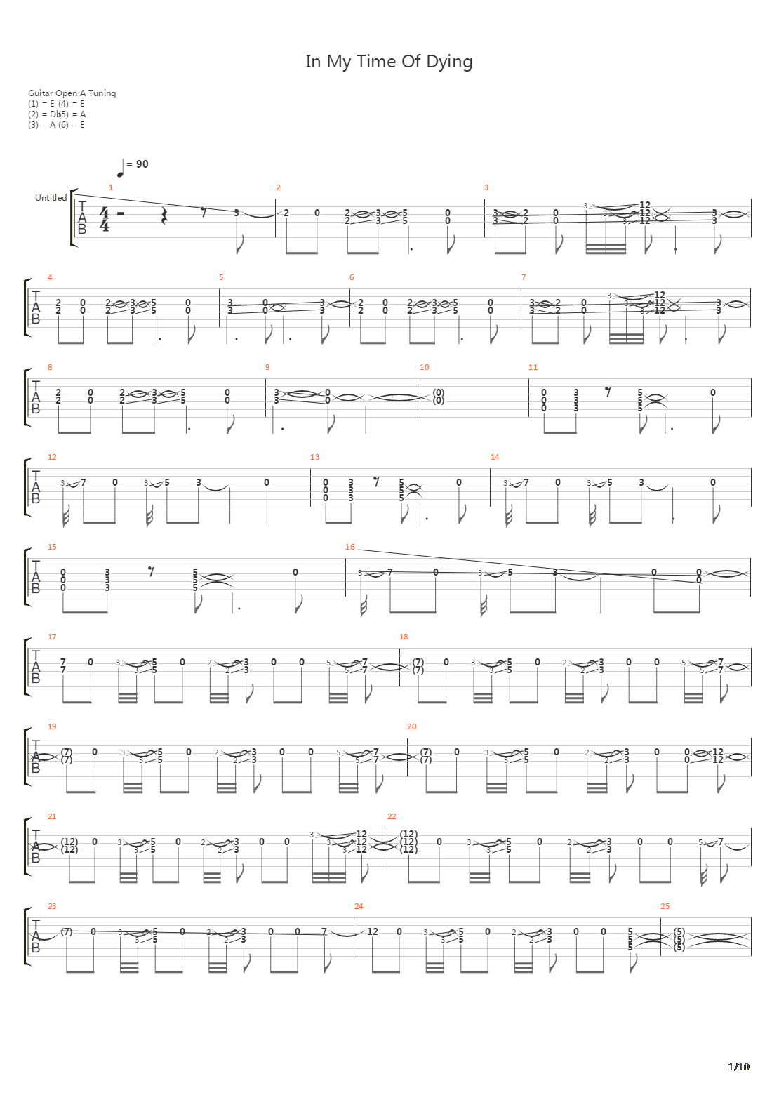 In My Time Of Dying吉他谱