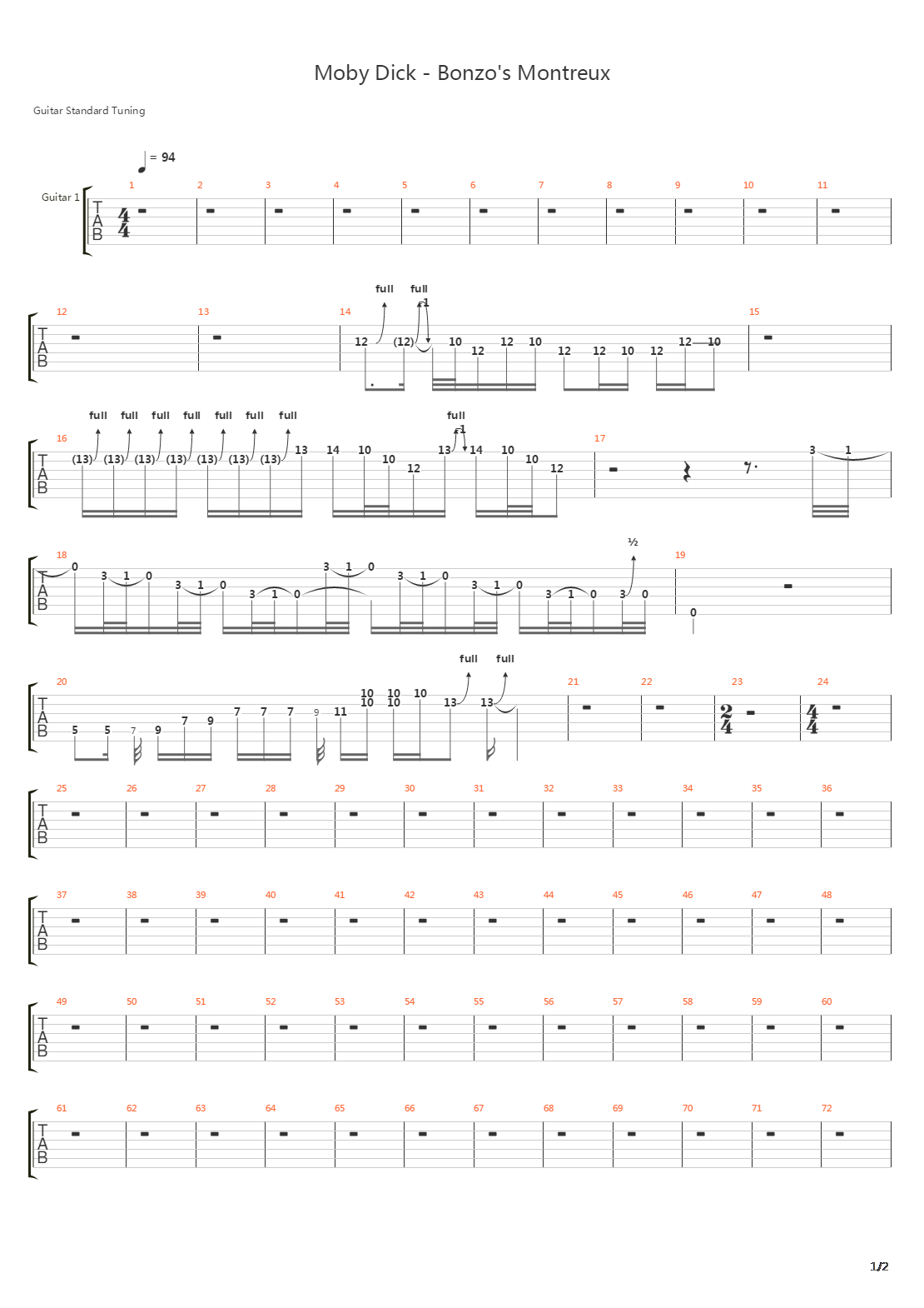 Moby Dick-Bonzo's Montreux吉他谱