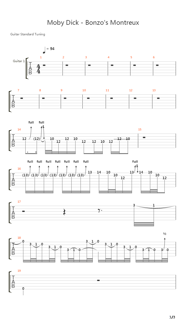Moby Dick-Bonzo's Montreux吉他谱