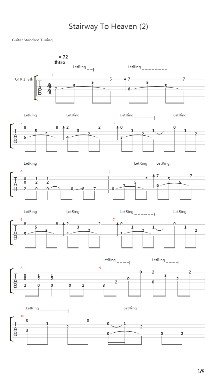 Starway To Heaven吉他谱