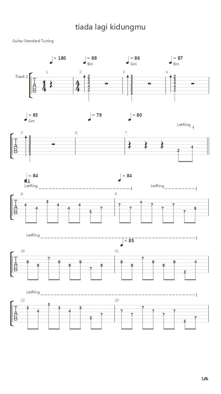 Tiada Lagi Kidungmu吉他谱