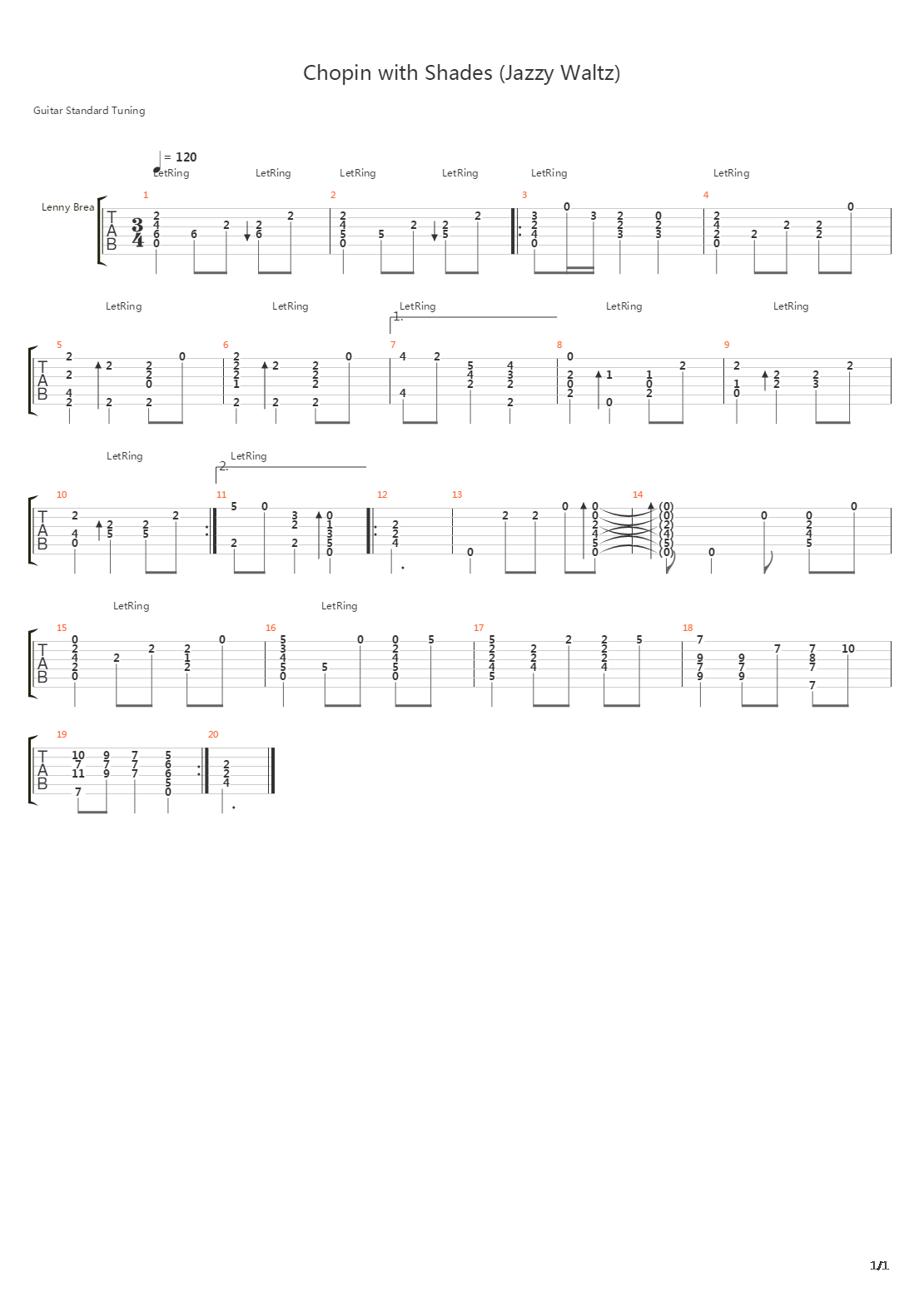 Chopin With Shades (Jazzy Waltz)吉他谱
