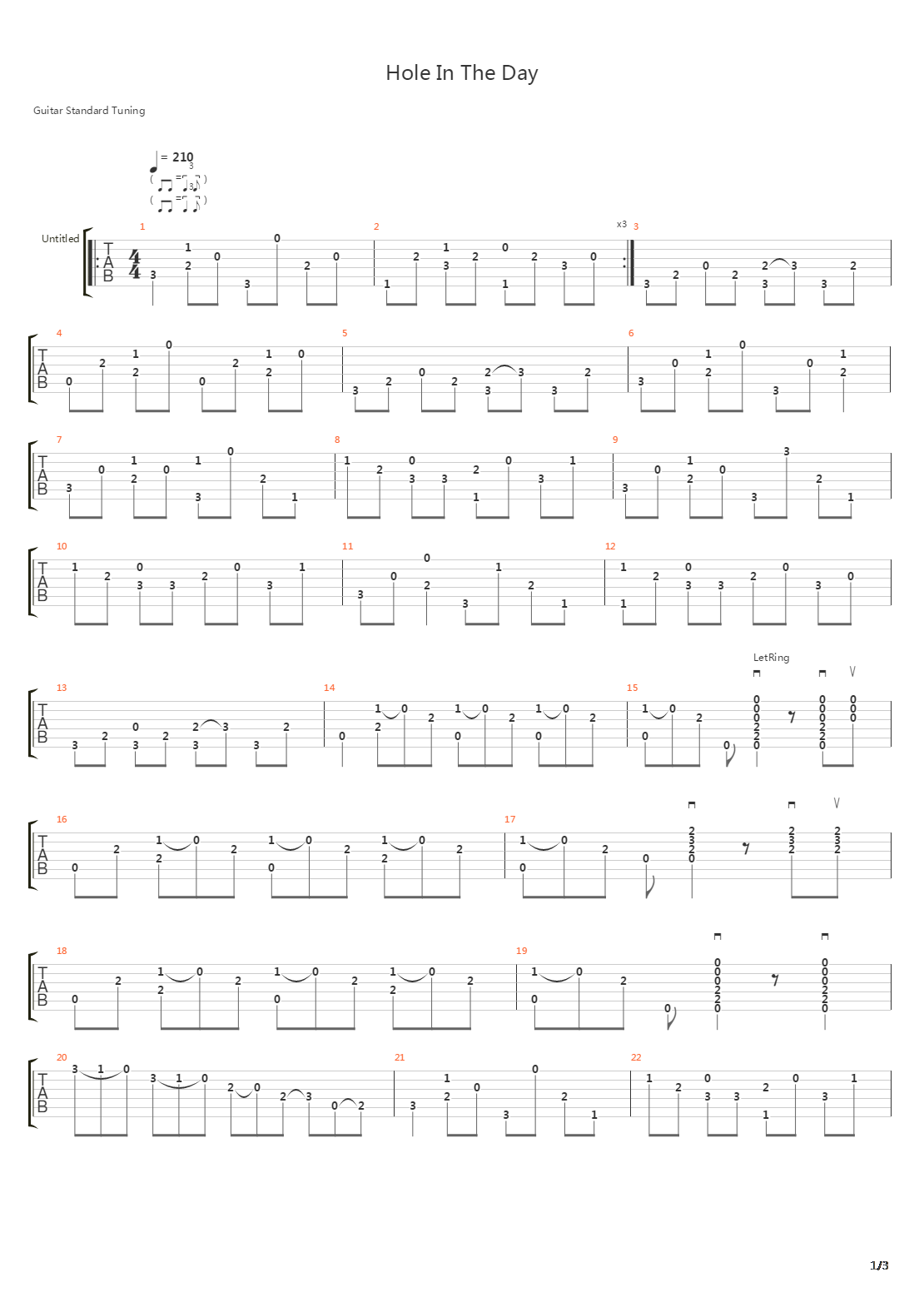 Hole In The Day吉他谱