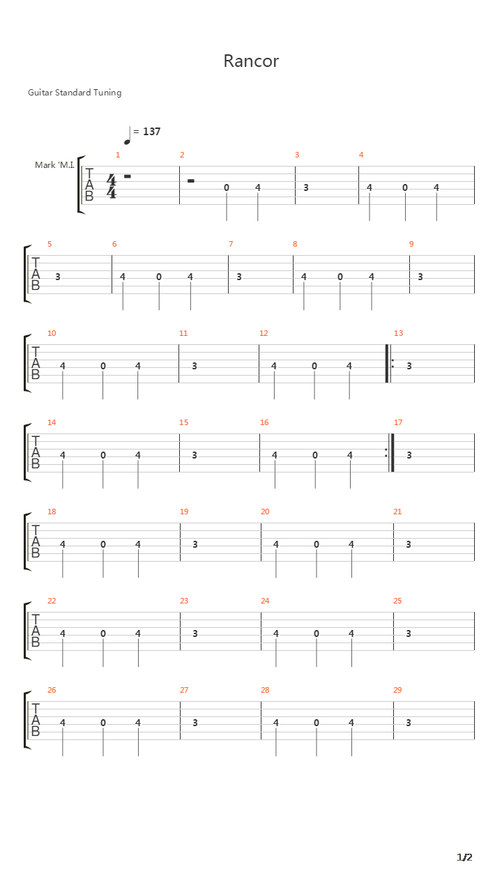 Rancor吉他谱