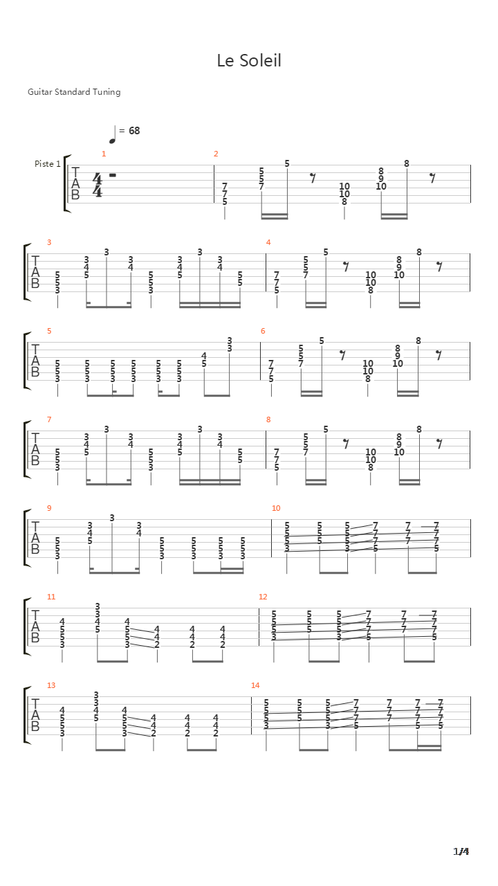 Le Soleil吉他谱