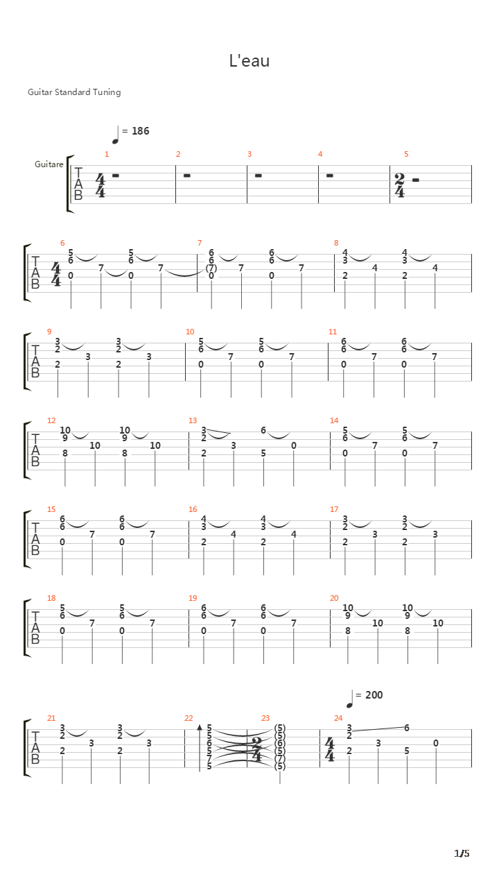 L'eau吉他谱