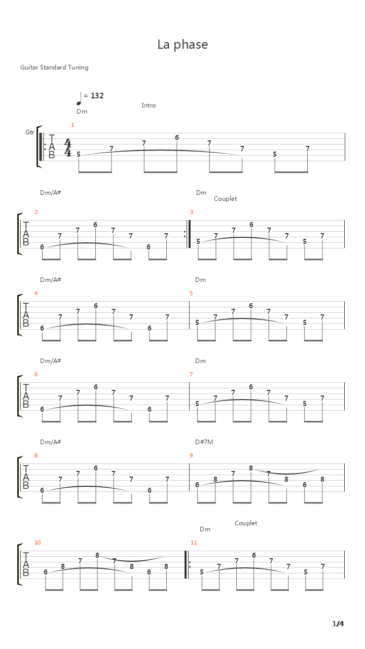 La Phase吉他谱