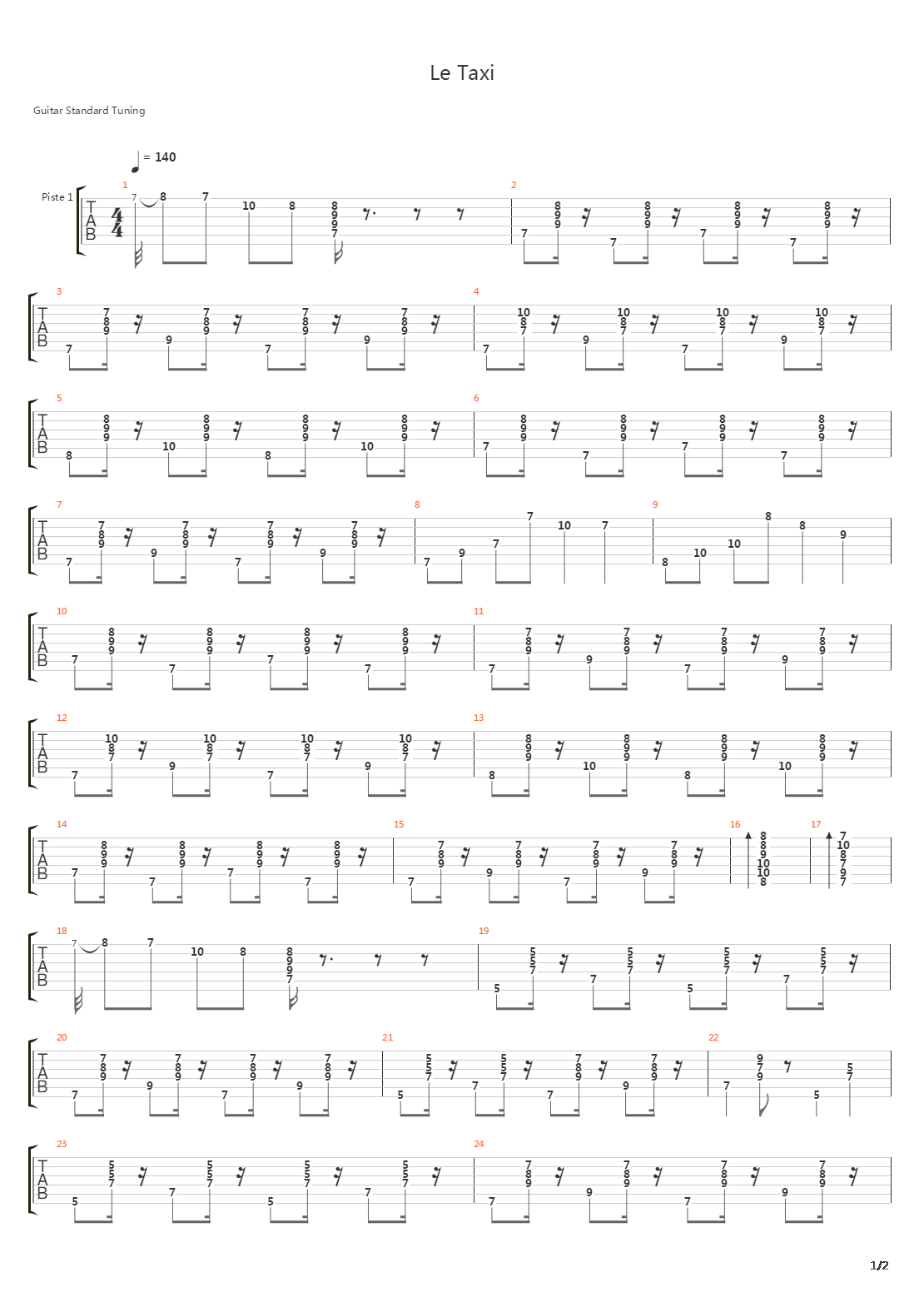 Le Taxi吉他谱