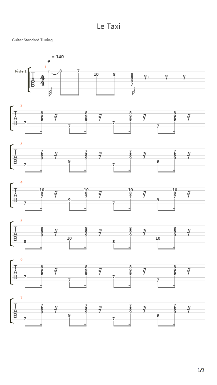 Le Taxi吉他谱