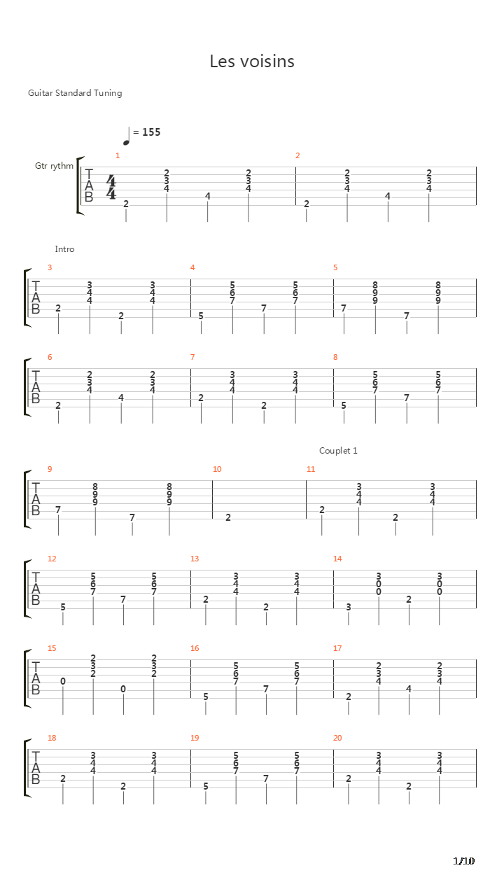 Les Voisins吉他谱