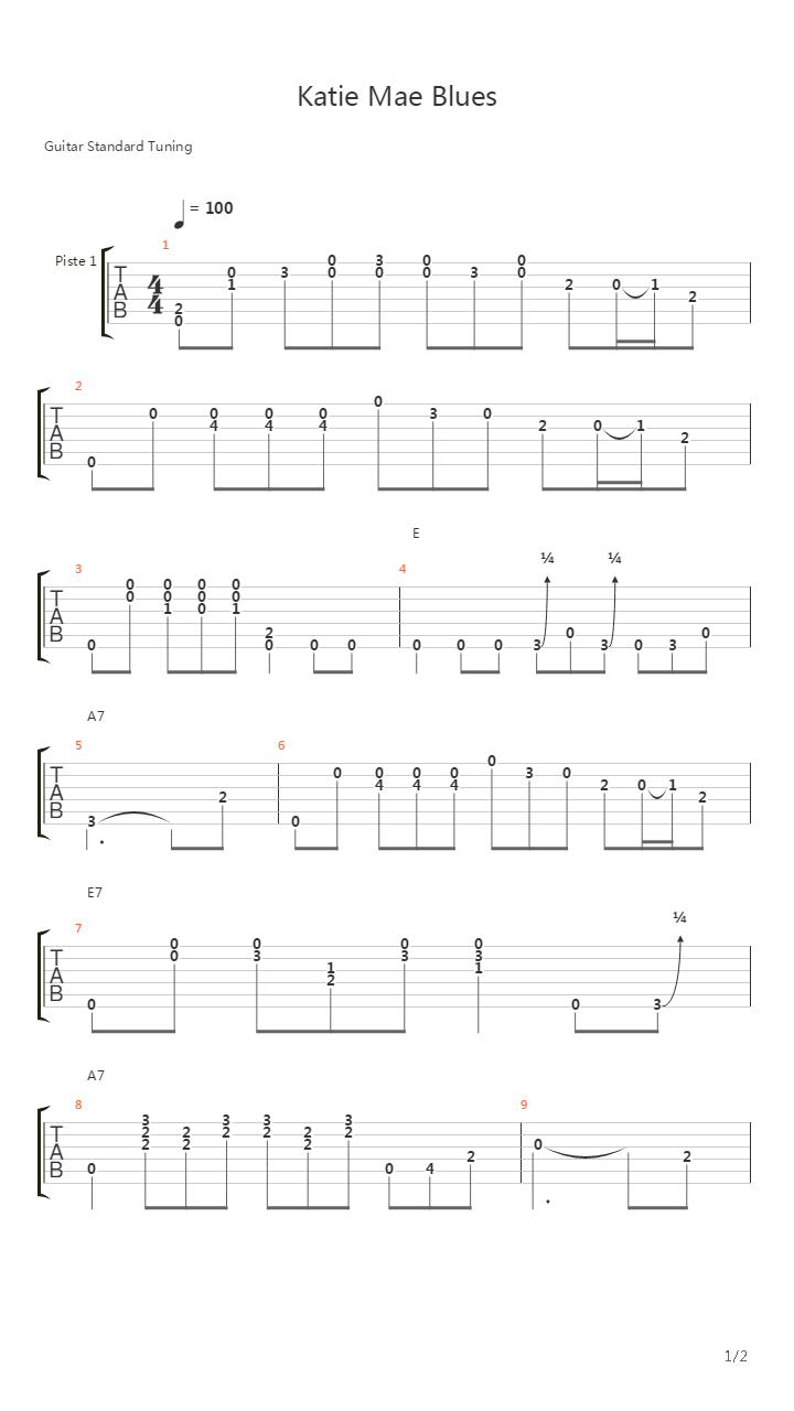 Katie Mae Blues吉他谱